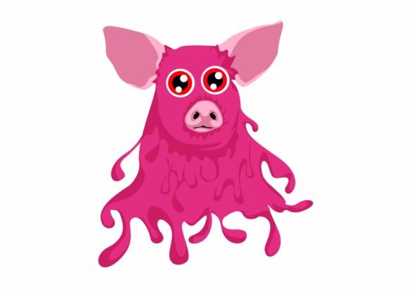 Adorable Pink Slime Pig SVG for Halloween Embroidery