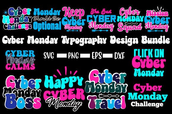 Cyber Monday Retro Svg Design Bundle for Graphics and Crafts