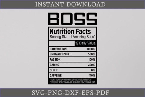 Enhance Your Graphics and Crafts with Boss Nutrition Facts SVG