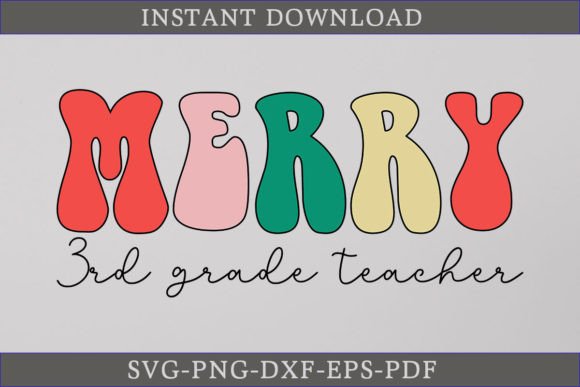 Merry 3rd Grade Teacher Retro SVG Shirt